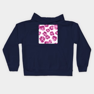 Shibori Kumo tie dye pink fuchsia dots over white Kids Hoodie